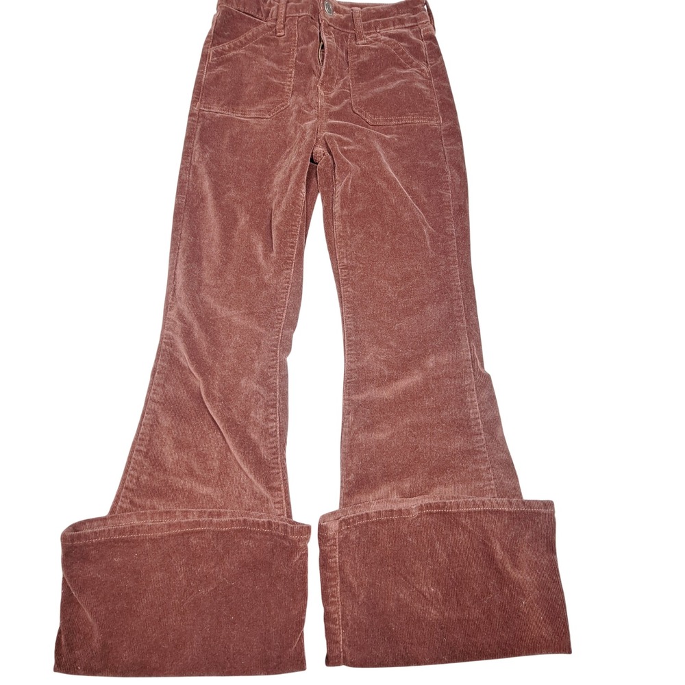 SO Kohl's High Rise Corduroy Flare Pants Brown Womens Size 7 / 28W Stretch